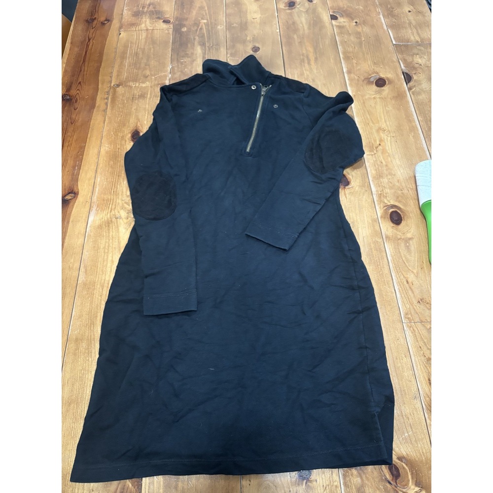 LRL Lauren Jeans Co. Ralph Lauren Black 1/4 Zip Elbow Patch Cotton Dress M